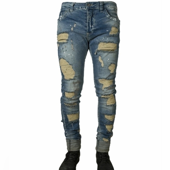 Kingz Men’s Luxury Rip and Repair Spray Paint Splatter 32x34 Jeans *(see photos)